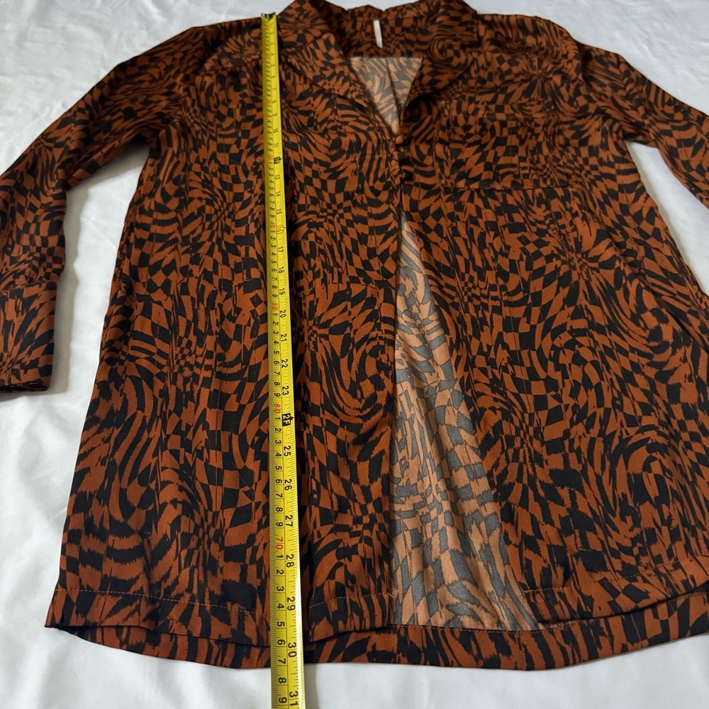 Free people Brown and Black Blouse size 2 - Picture 2 of 8